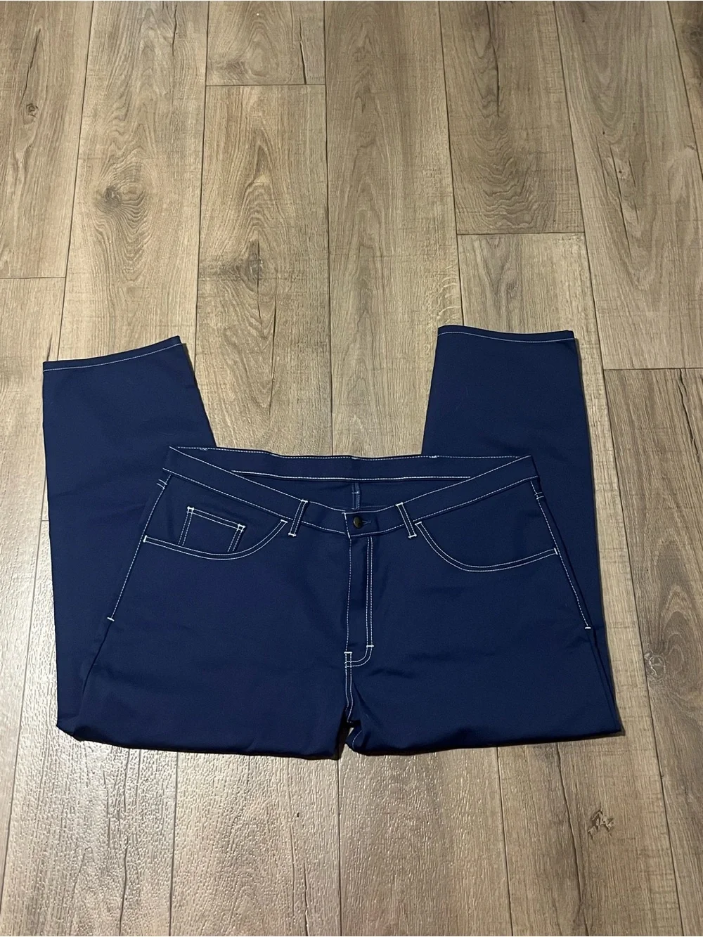 Blue Delta Pants Mens 42x29 Blue Chino 5 Pocket Slim Fit Custom Casual